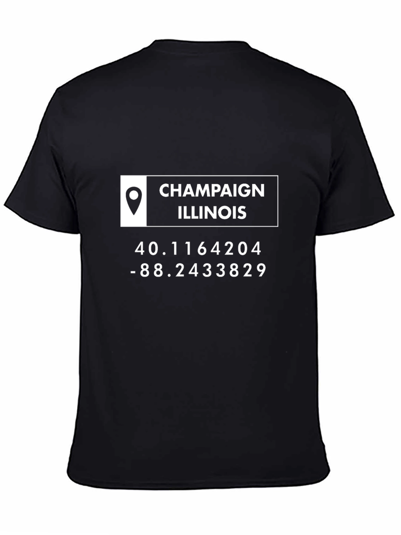 Champaign Illinois Coordinates T-Shirt - Black