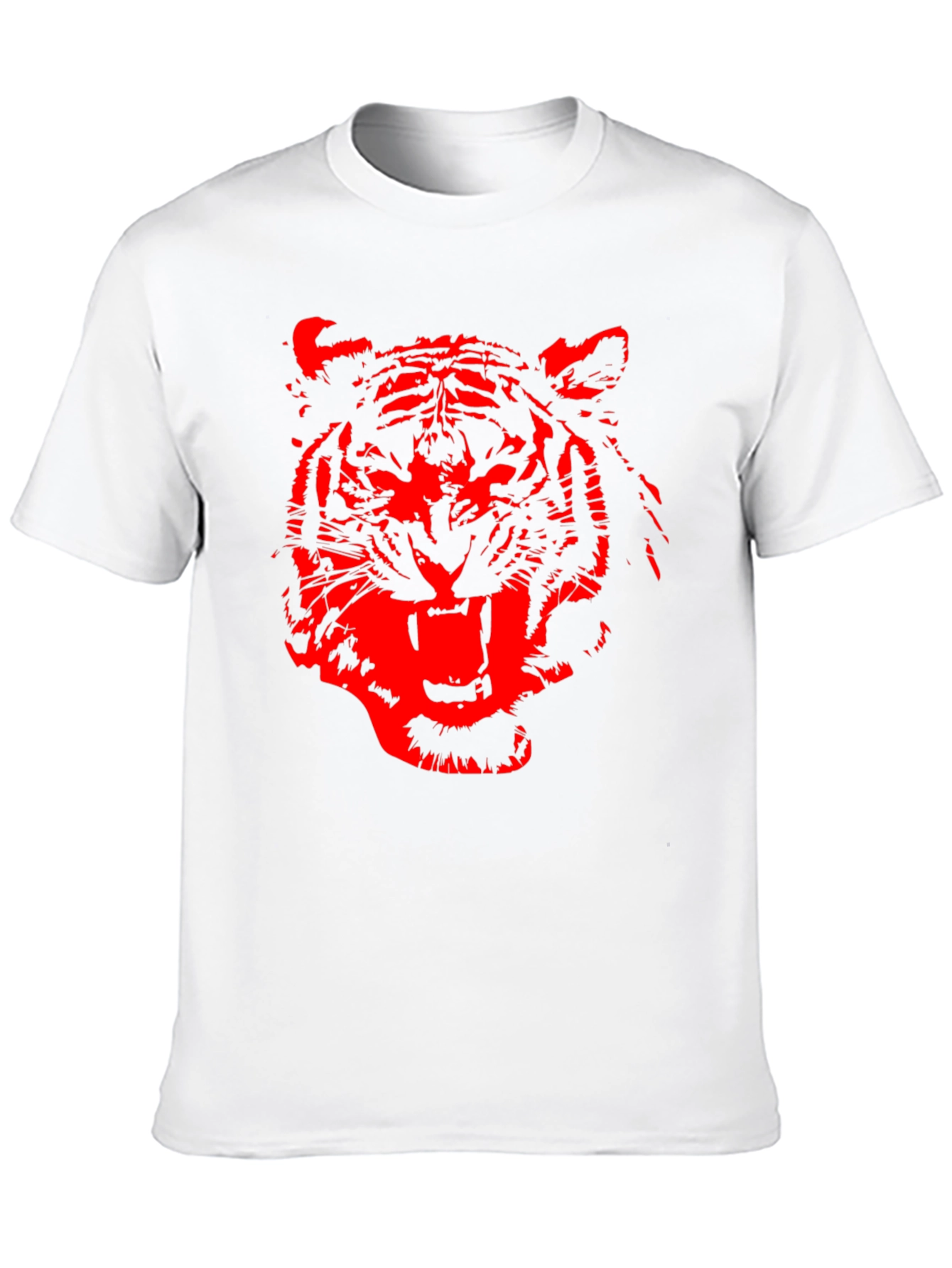Red Tiger Graphic Print Black T-Shirt