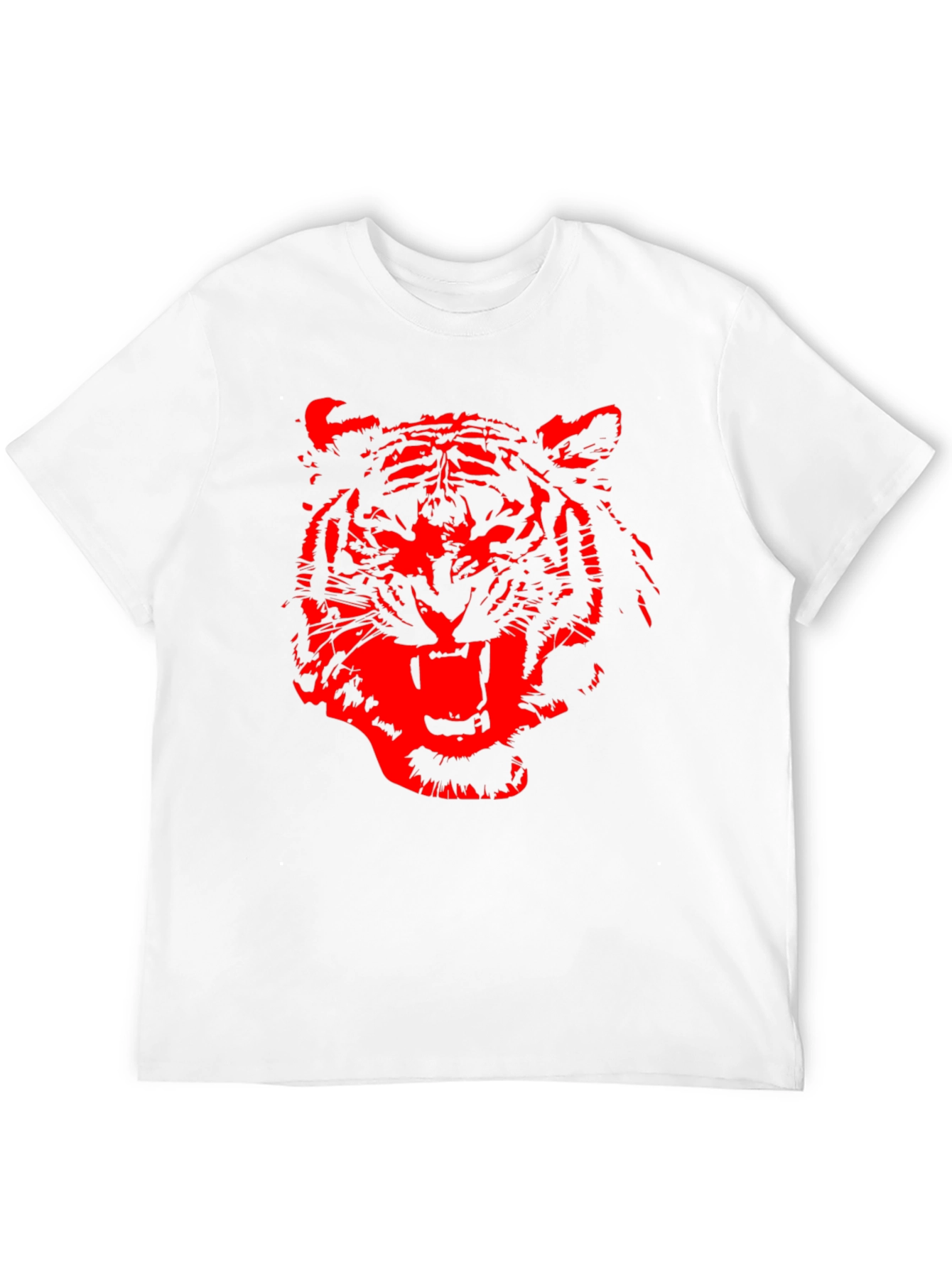 Red Tiger Graphic Print Black T-Shirt
