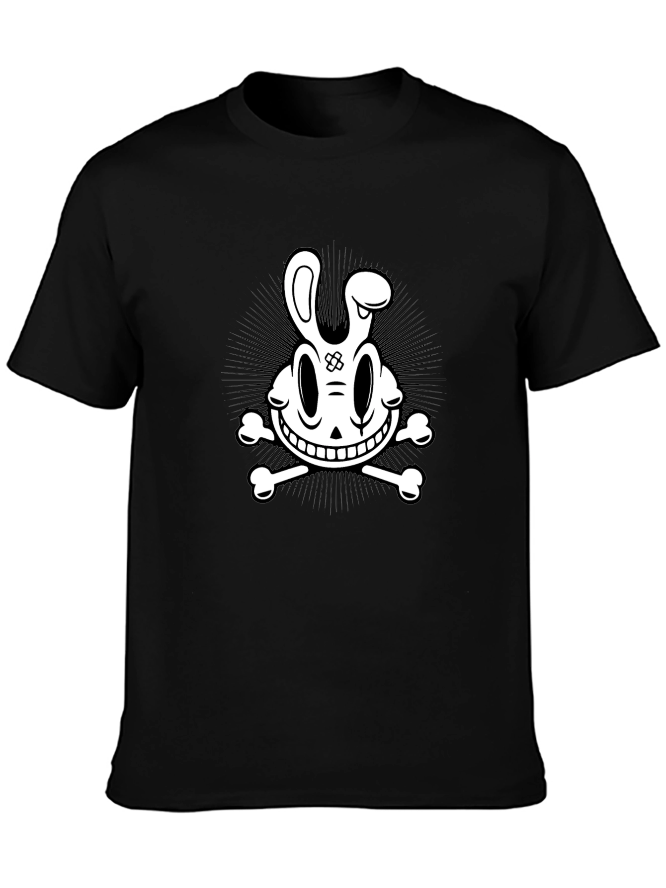 Cartoon Skull & Crossbones Graphic Tee - Black