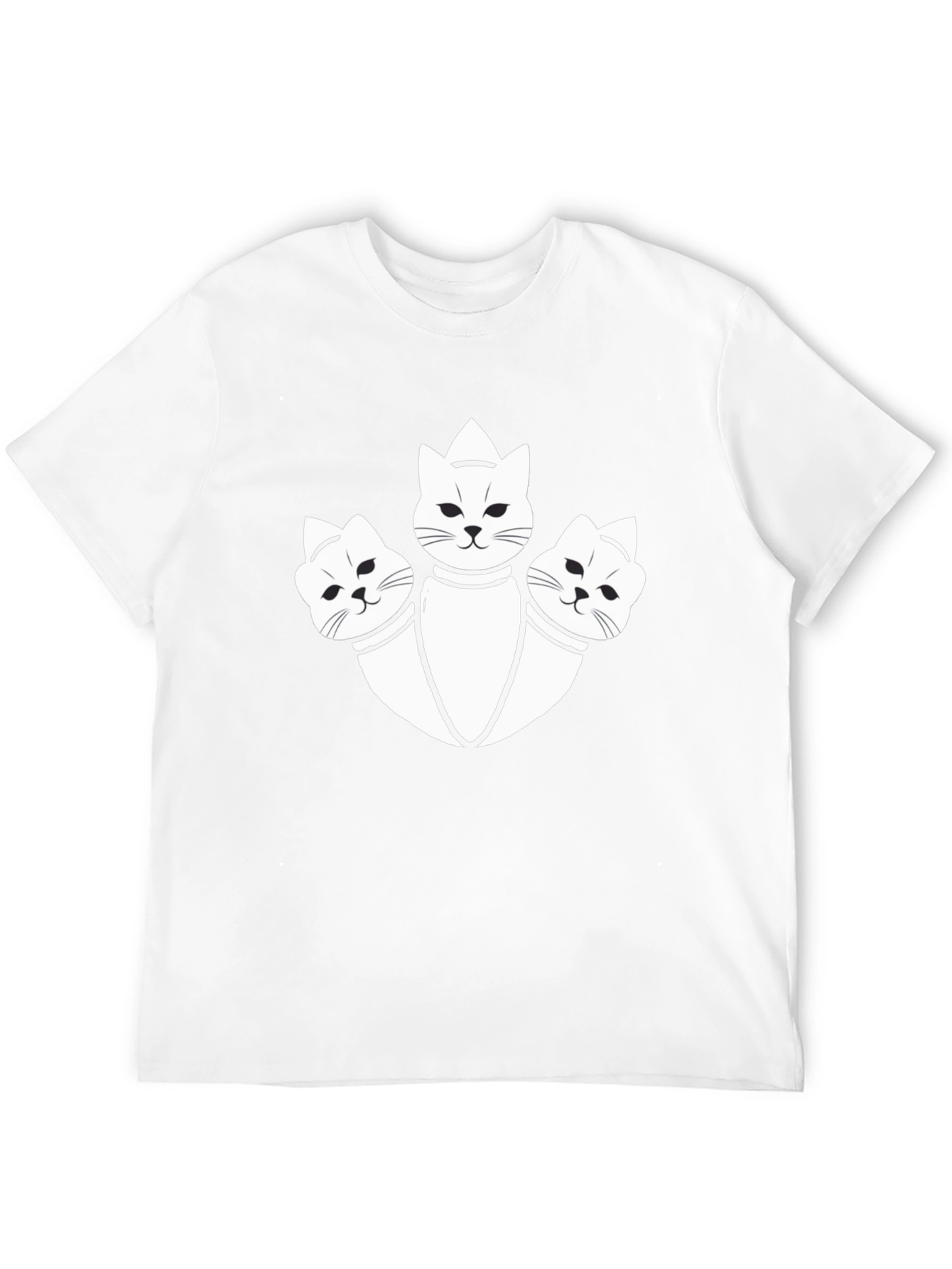 Three-Headed Cat Graphic Tee - Unique Design