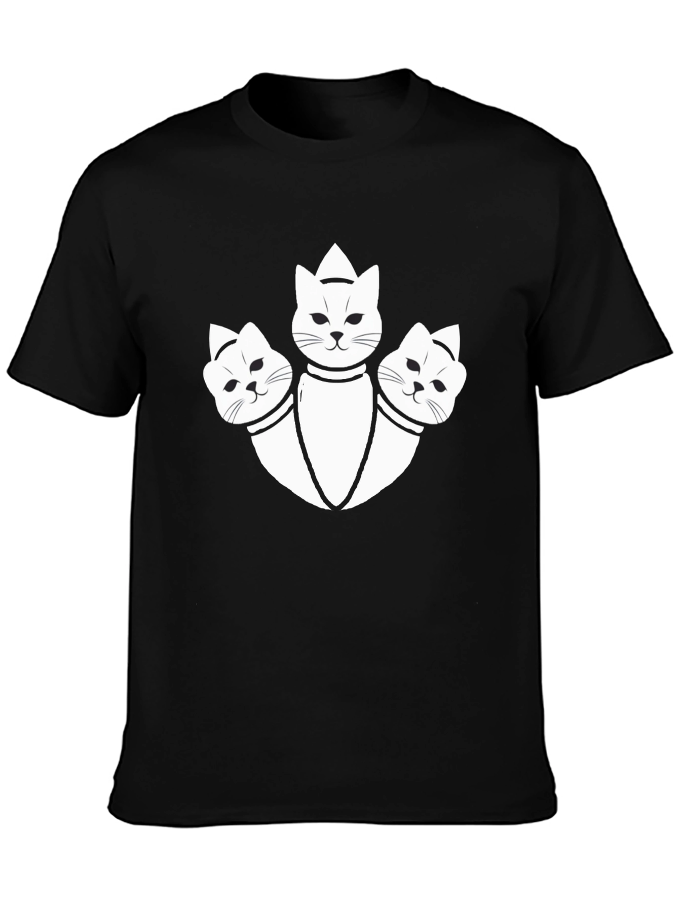 Three-Headed Cat Graphic Tee - Unique Design