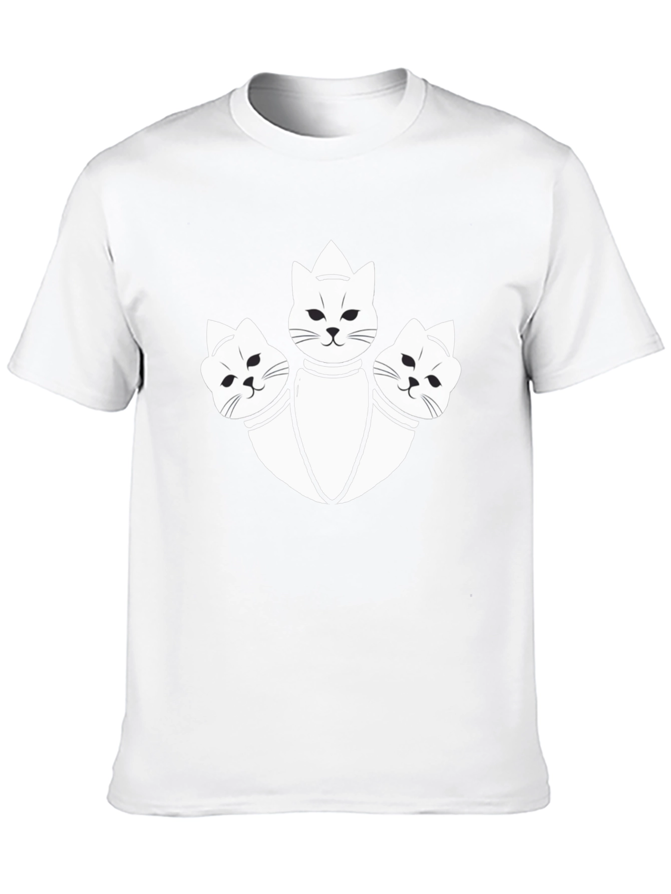 Three-Headed Cat Graphic Tee - Unique Design