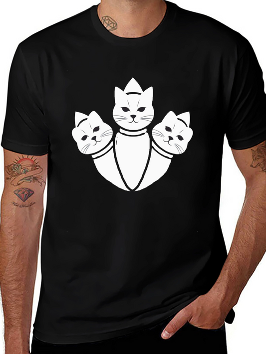 Three-Headed Cat Graphic Tee - Unique Design