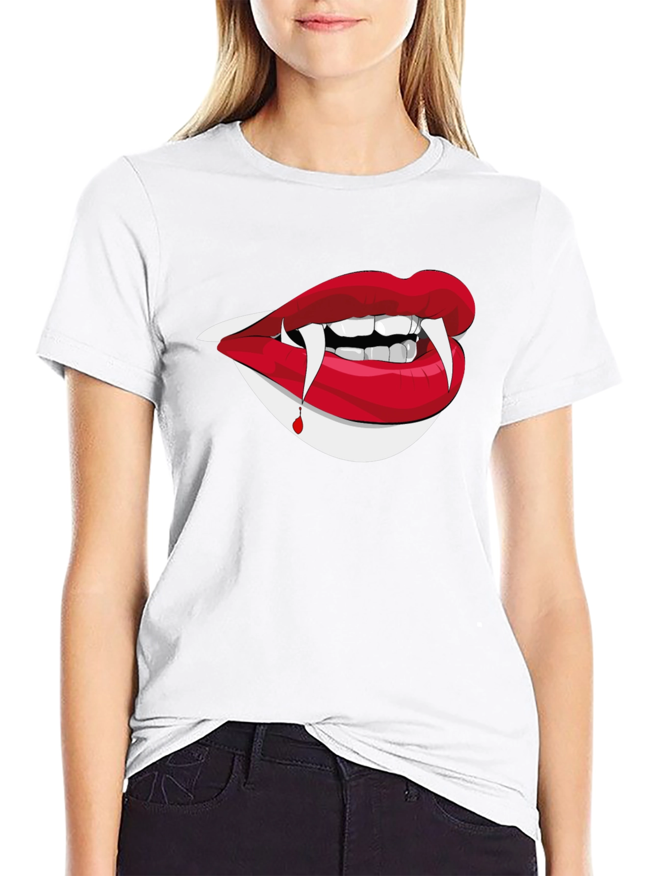 Vampire Lips Graphic Tee - Halloween Ready