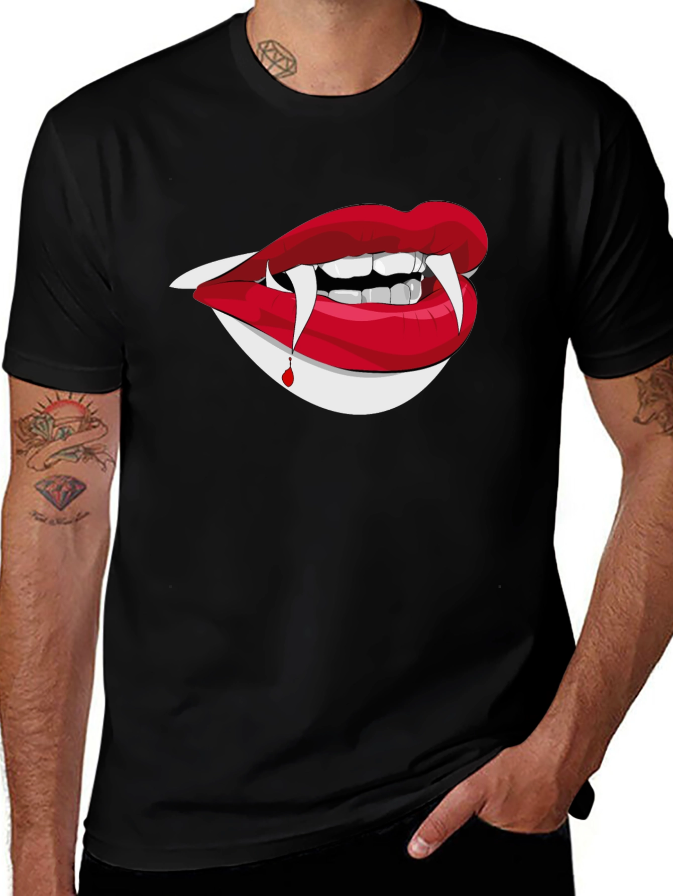 Vampire Lips Graphic Tee - Halloween Ready