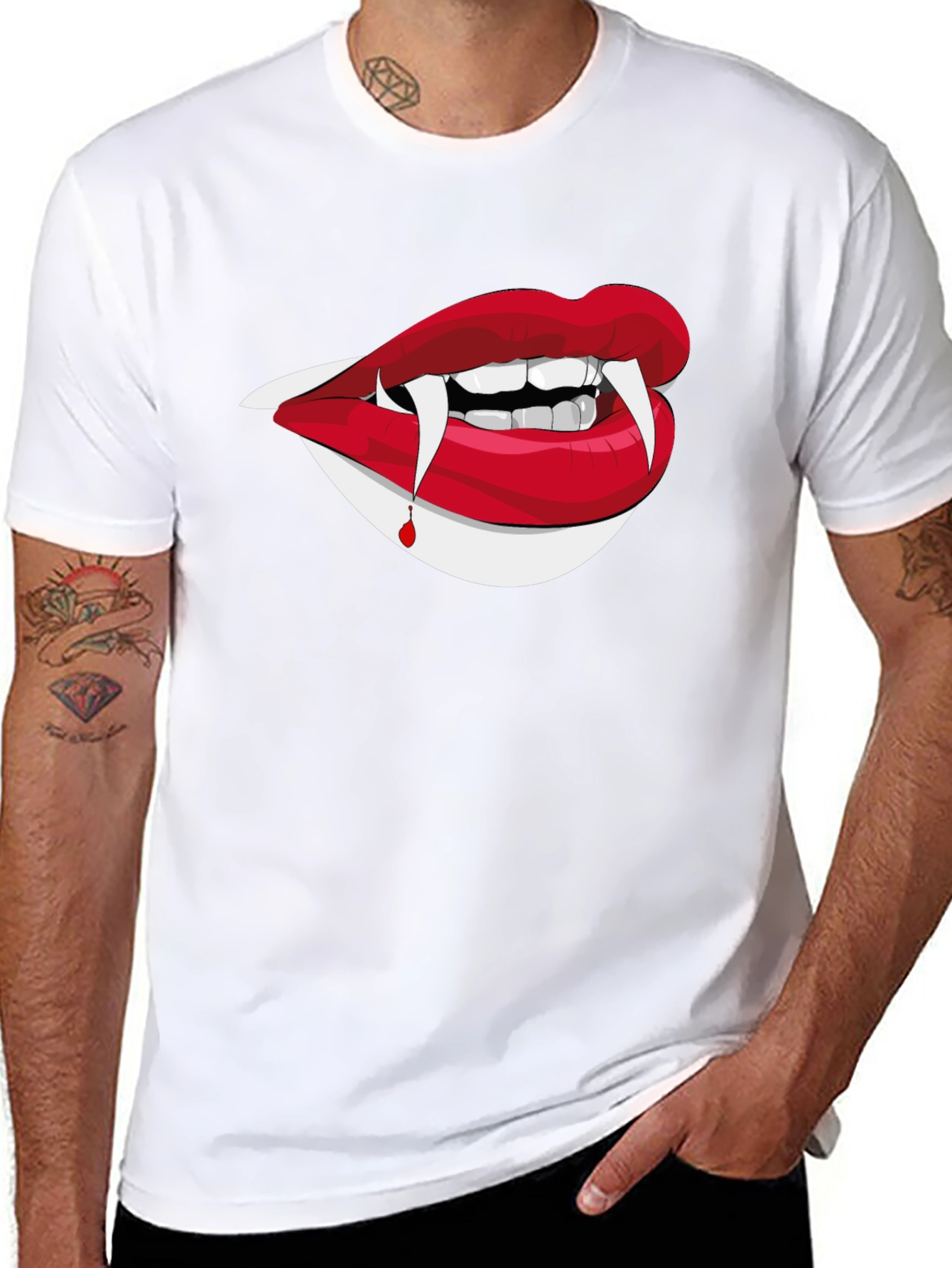 Vampire Lips Graphic Tee - Halloween Ready