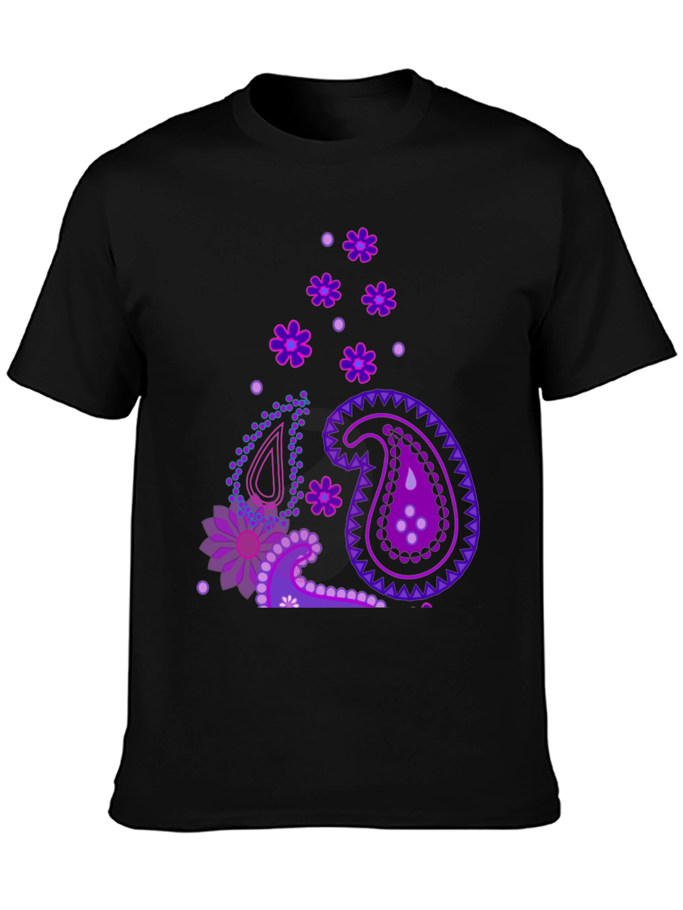 Paisley Pattern Black T-Shirt
