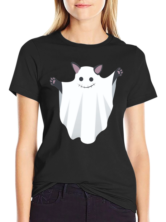 Ghost Cat Graphic Tee - Halloween Fun!