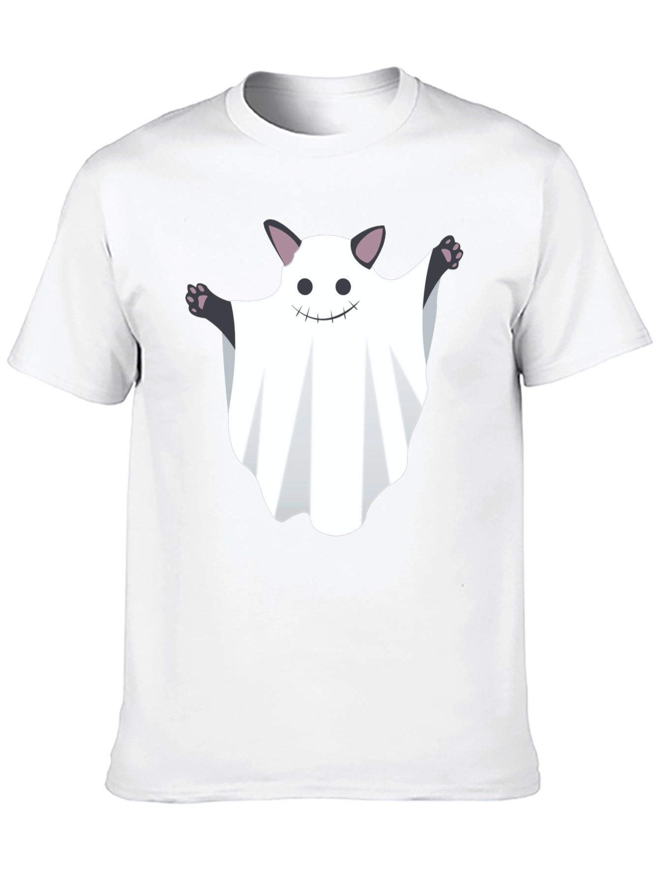 Ghost Cat Graphic Tee - Halloween Fun!