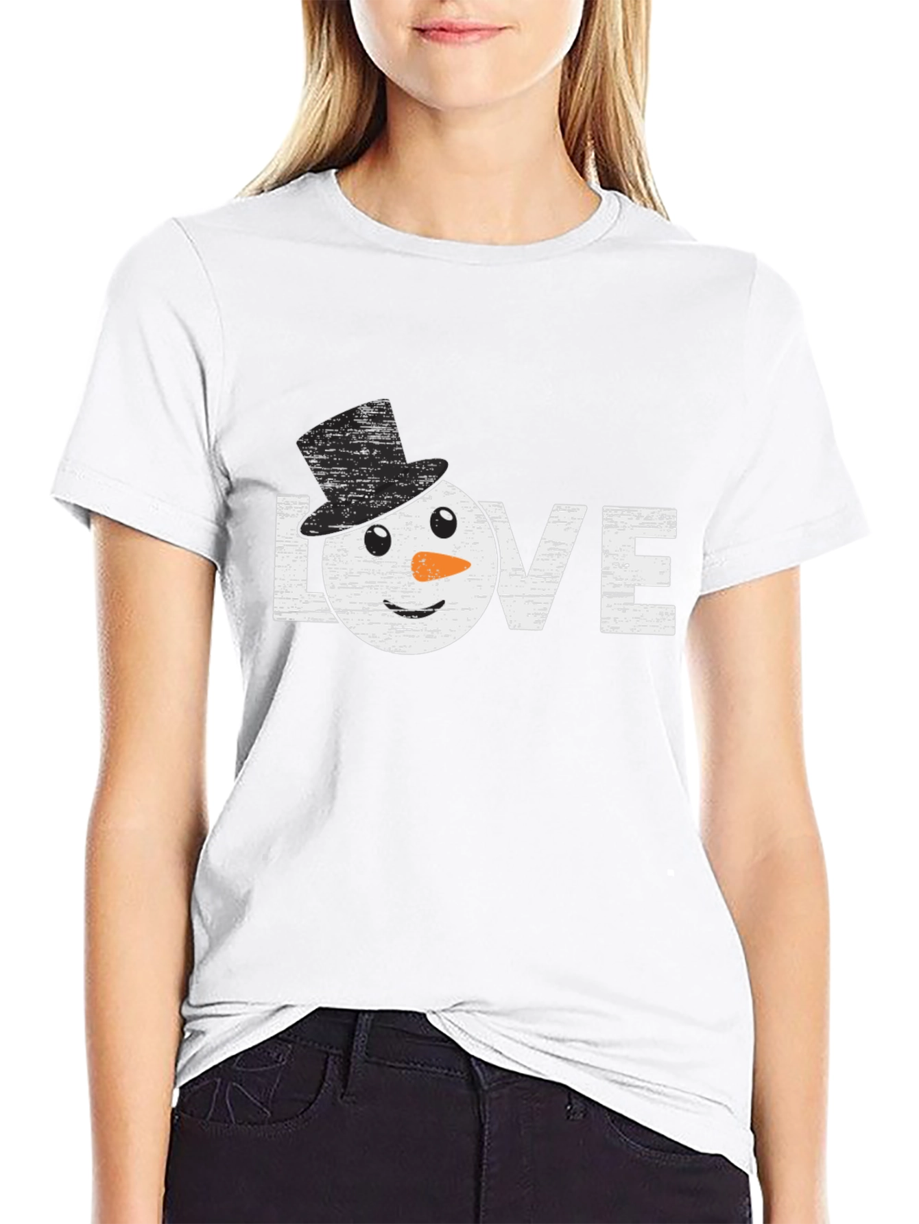 Snowman Love Graphic T-Shirt Winter Holiday Top