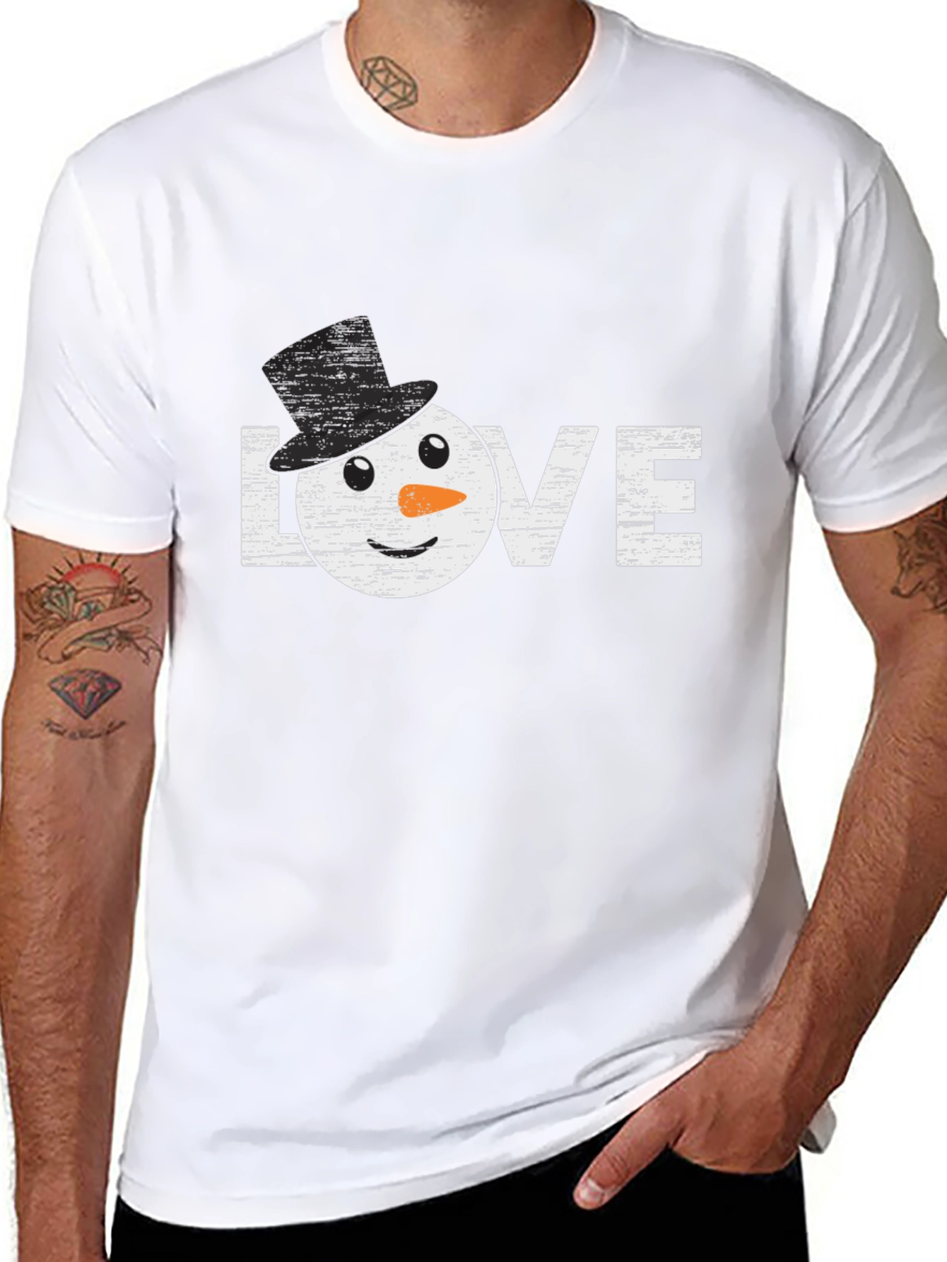 Snowman Love Graphic T-Shirt Winter Holiday Top