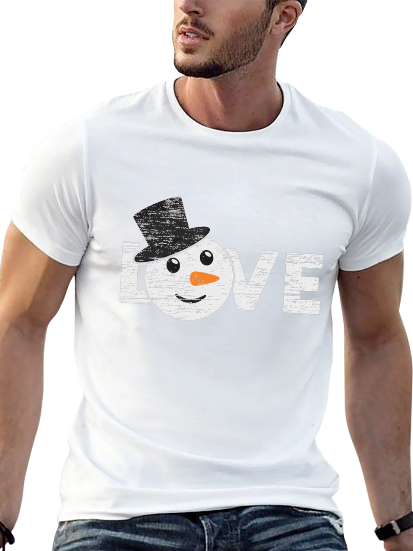 Snowman Love Graphic T-Shirt Winter Holiday Top