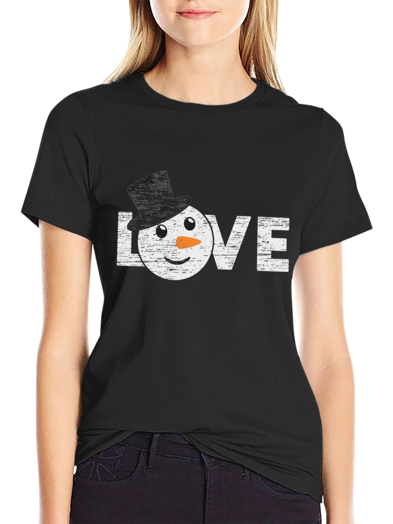 Snowman Love Graphic T-Shirt Winter Holiday Top