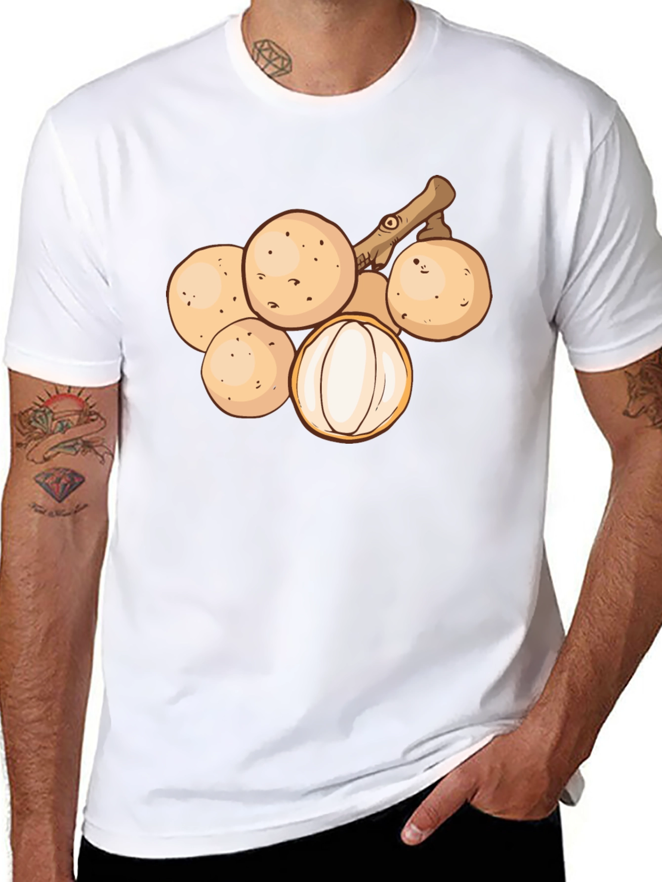 Longan Fruit Graphic Tee - Unisex Black T-Shirt