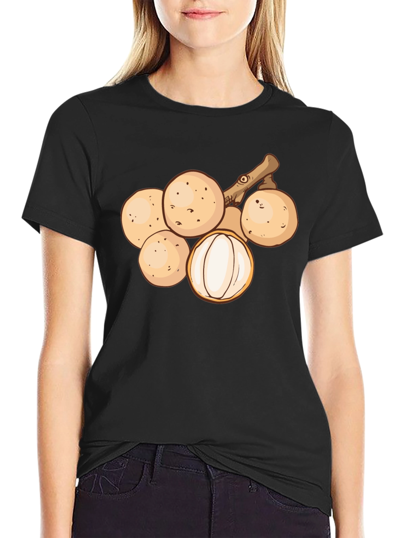 Longan Fruit Graphic Tee - Unisex Black T-Shirt