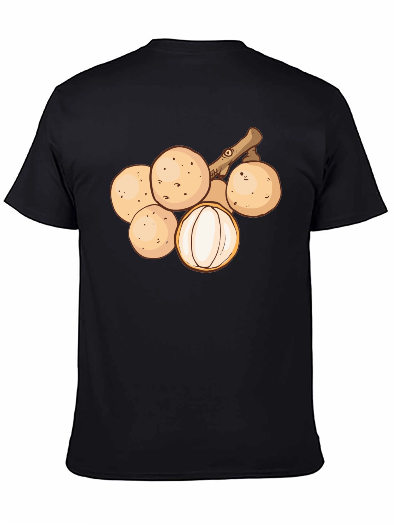 Longan Fruit Graphic Tee - Unisex Black T-Shirt