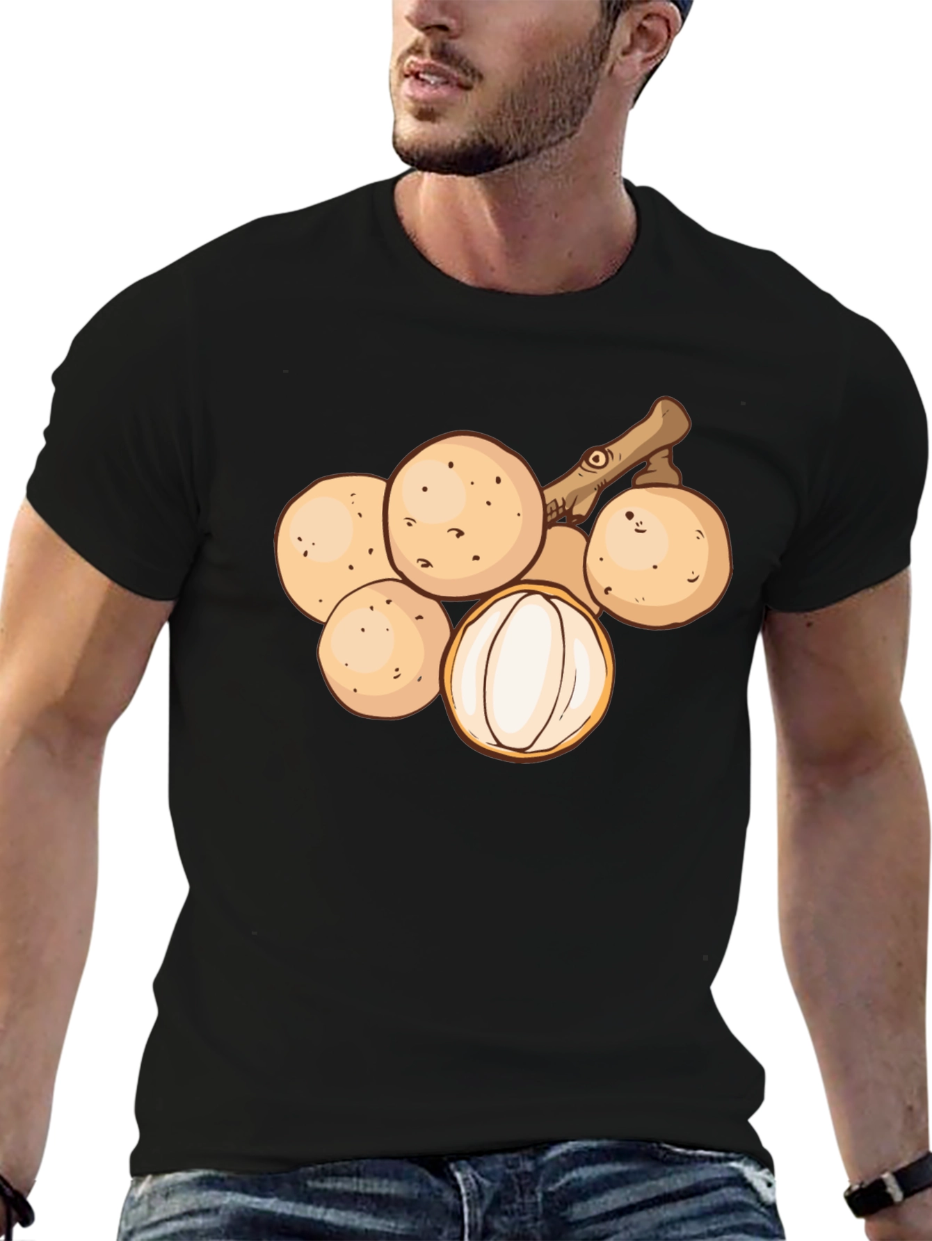 Longan Fruit Graphic Tee - Unisex Black T-Shirt