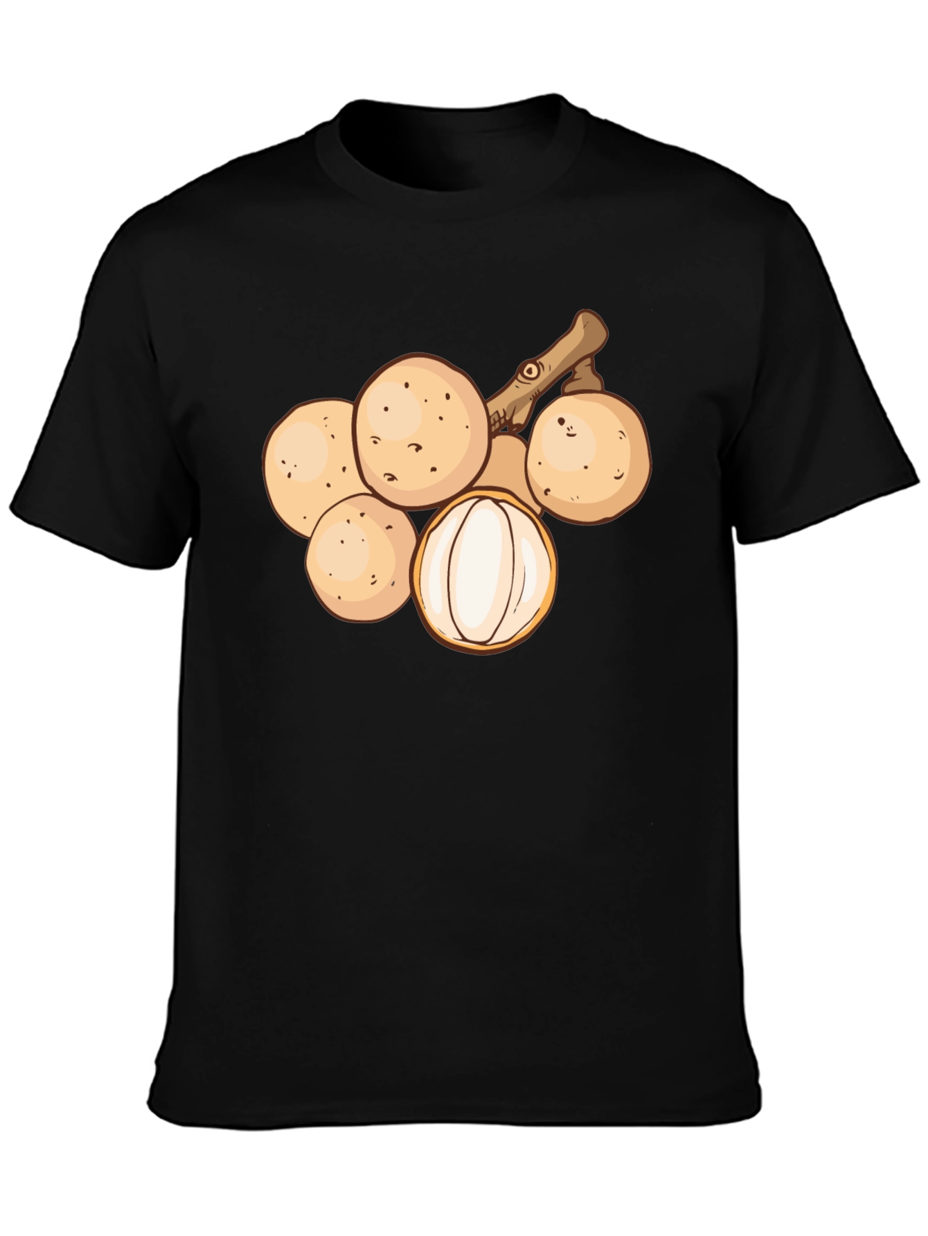 Longan Fruit Graphic Tee - Unisex Black T-Shirt