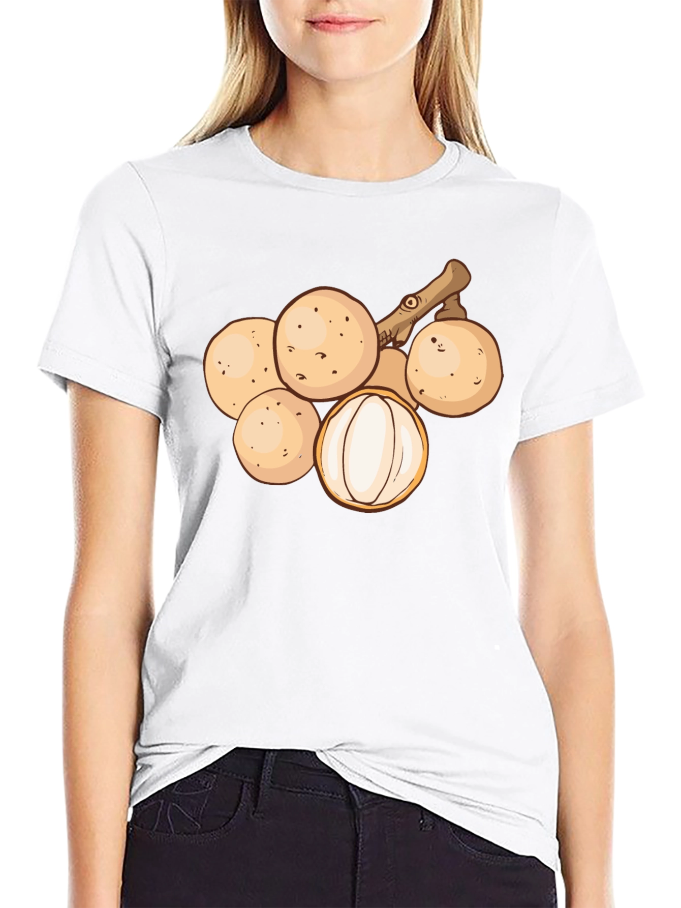 Longan Fruit Graphic Tee - Unisex Black T-Shirt