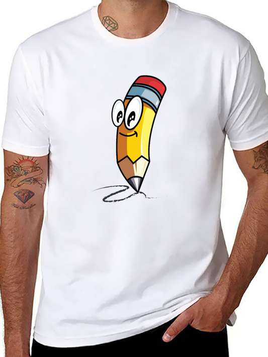 Cartoon Pencil Graphic T-Shirt - Black