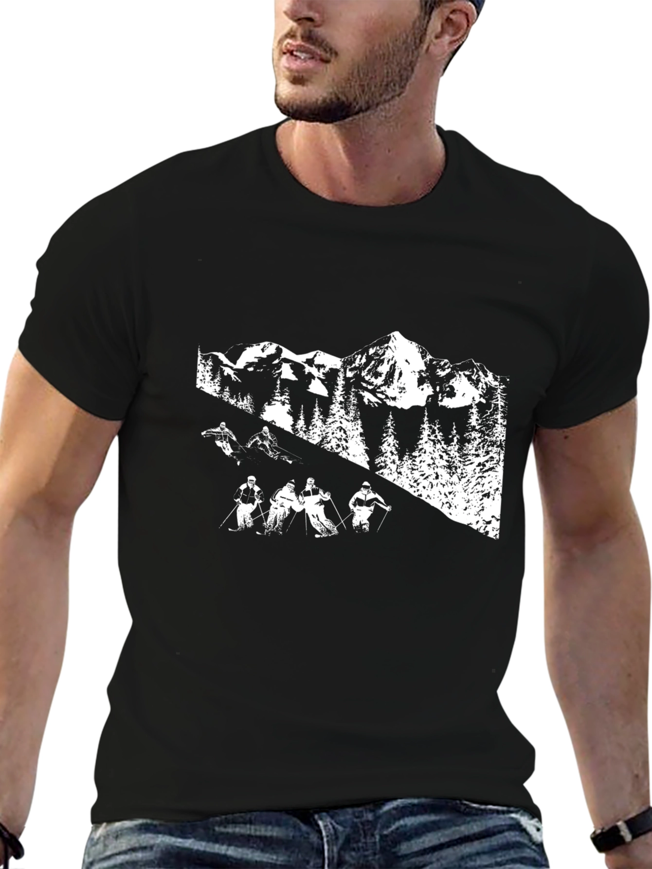Black Ski Mountain T-Shirt