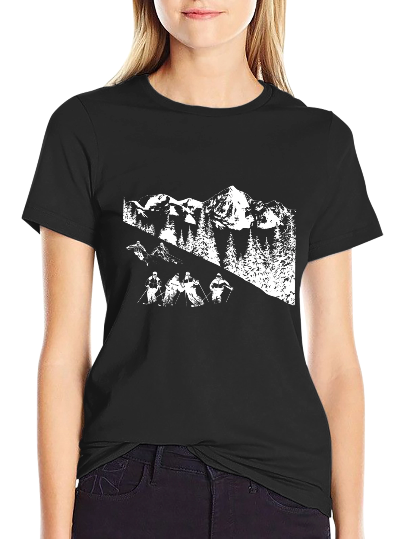 Black Ski Mountain T-Shirt