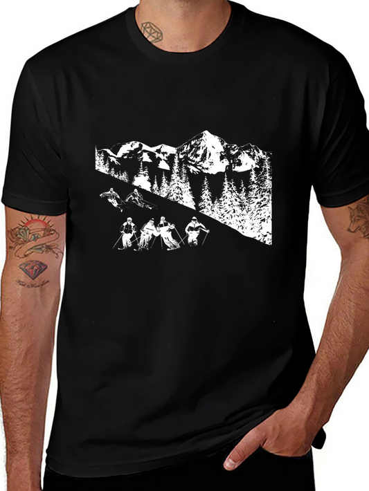 Black Ski Mountain T-Shirt