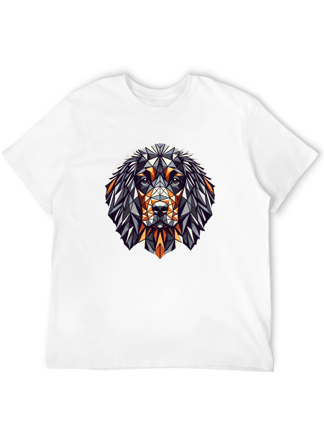 Geometric Dog Graphic Tee - Stylish Mens Black T-Shirt