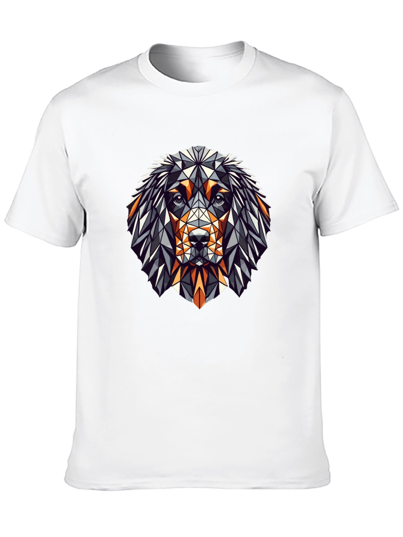 Geometric Dog Graphic Tee - Stylish Mens Black T-Shirt