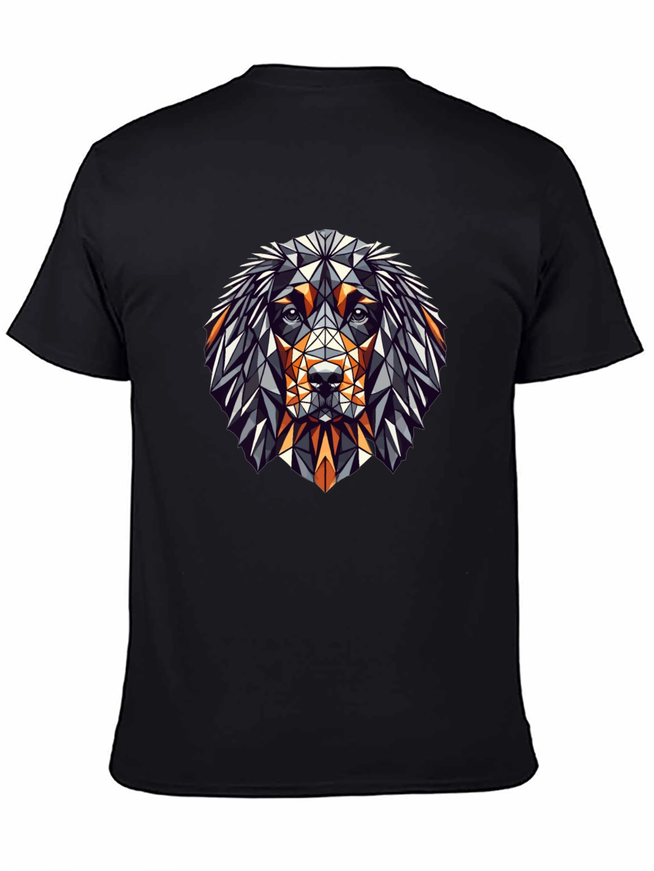Geometric Dog Graphic Tee - Stylish Mens Black T-Shirt