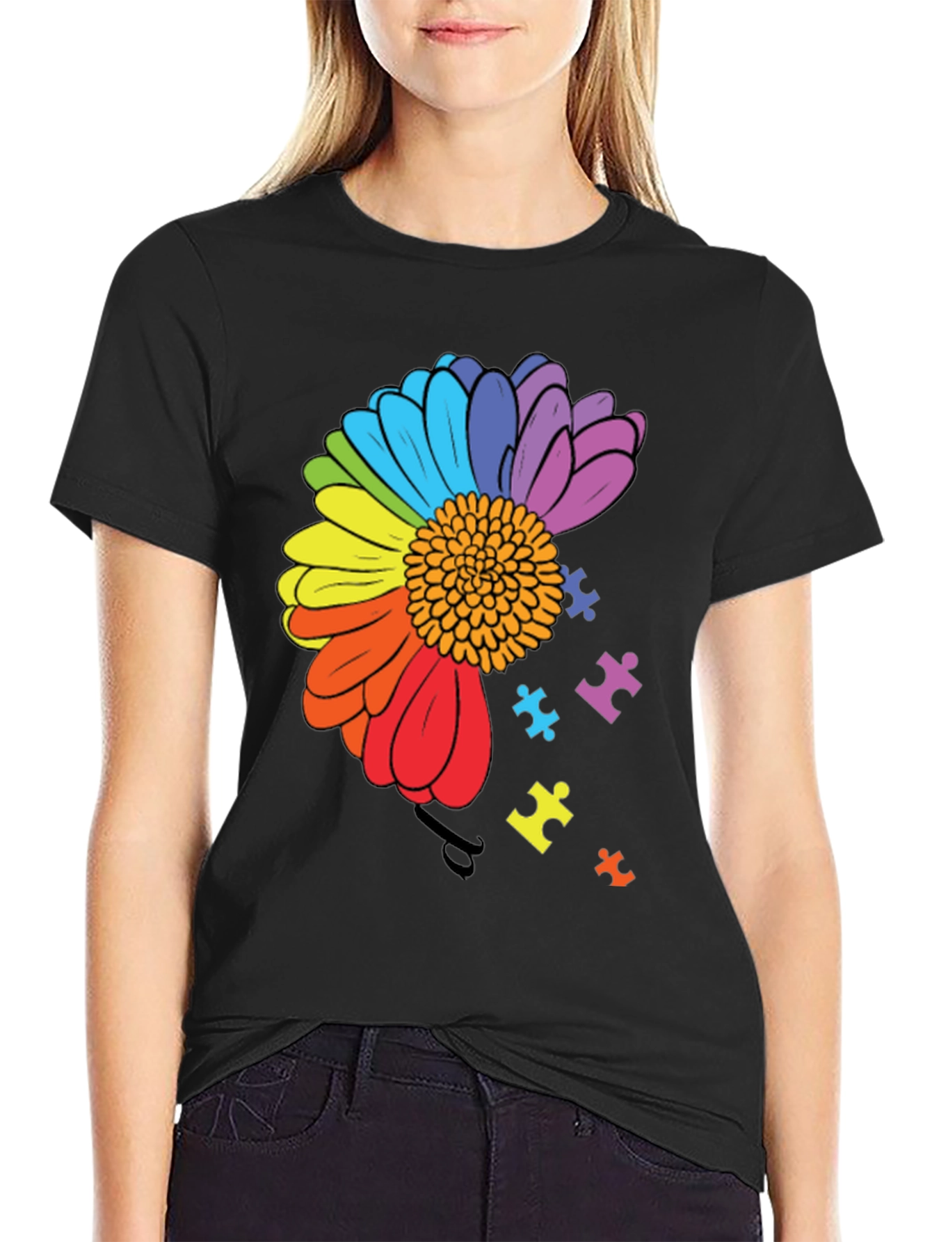 Autism Awareness Rainbow Flower T-Shirt
