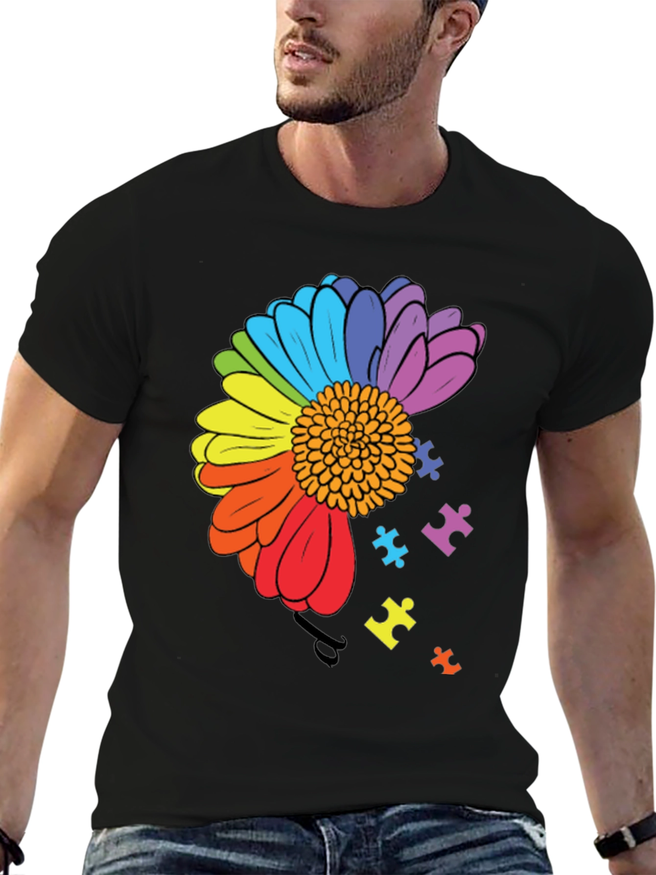 Autism Awareness Rainbow Flower T-Shirt