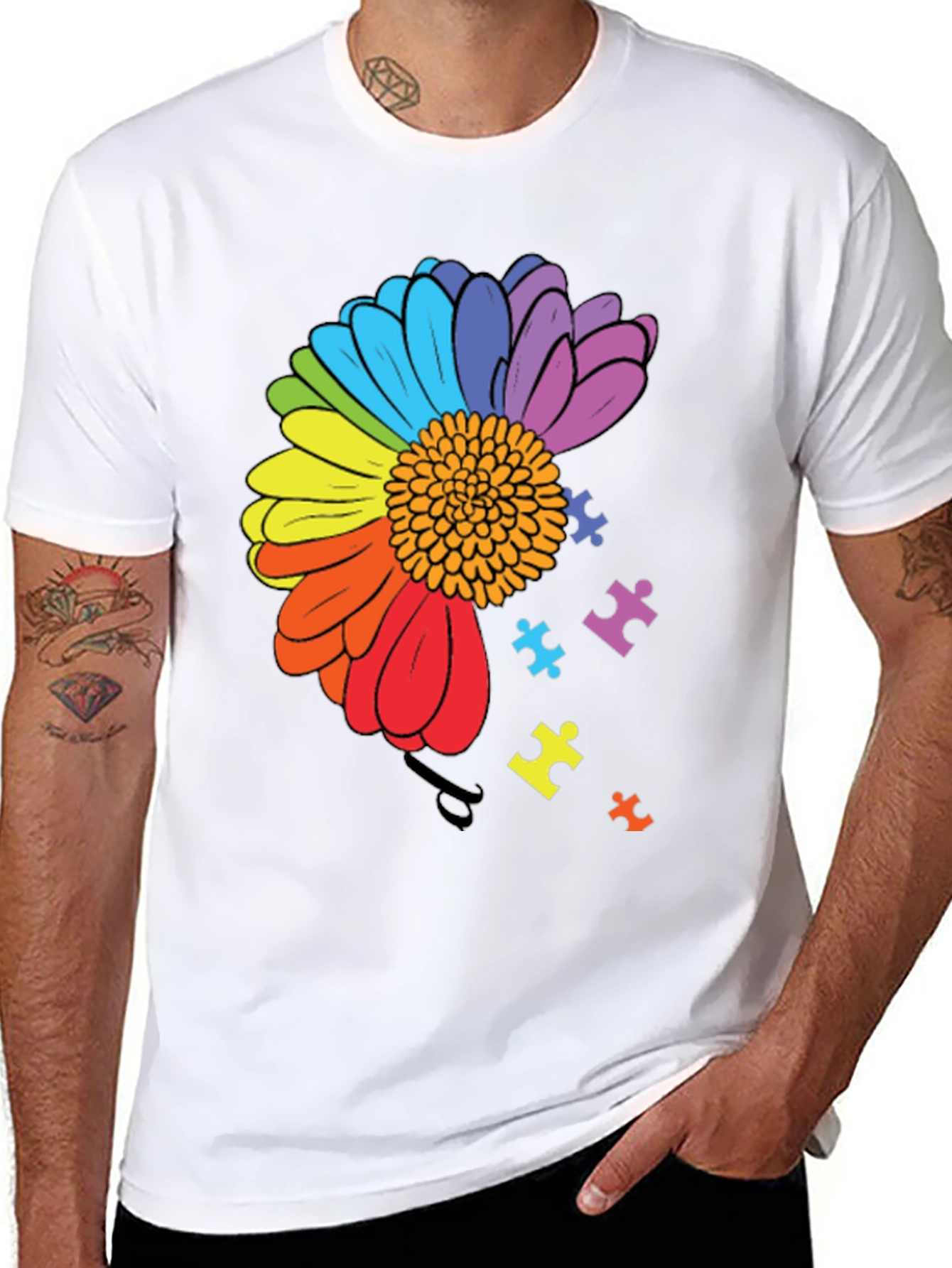 Autism Awareness Rainbow Flower T-Shirt