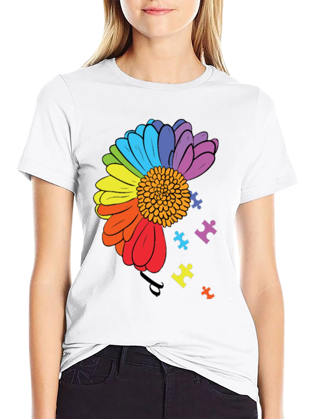 Autism Awareness Rainbow Flower T-Shirt