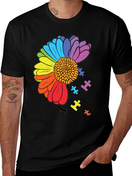 Autism Awareness Rainbow Flower T-Shirt
