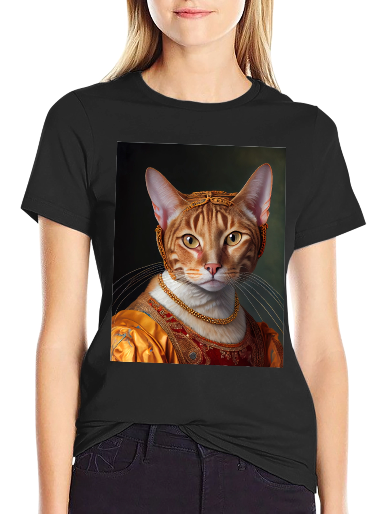 Renaissance Cat Portrait Graphic Tee