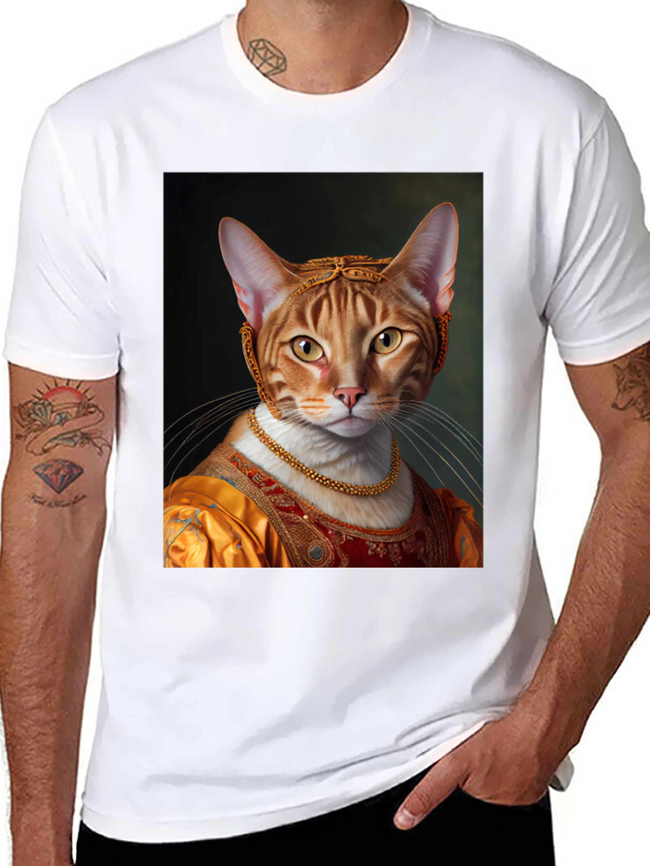 Renaissance Cat Portrait Graphic Tee