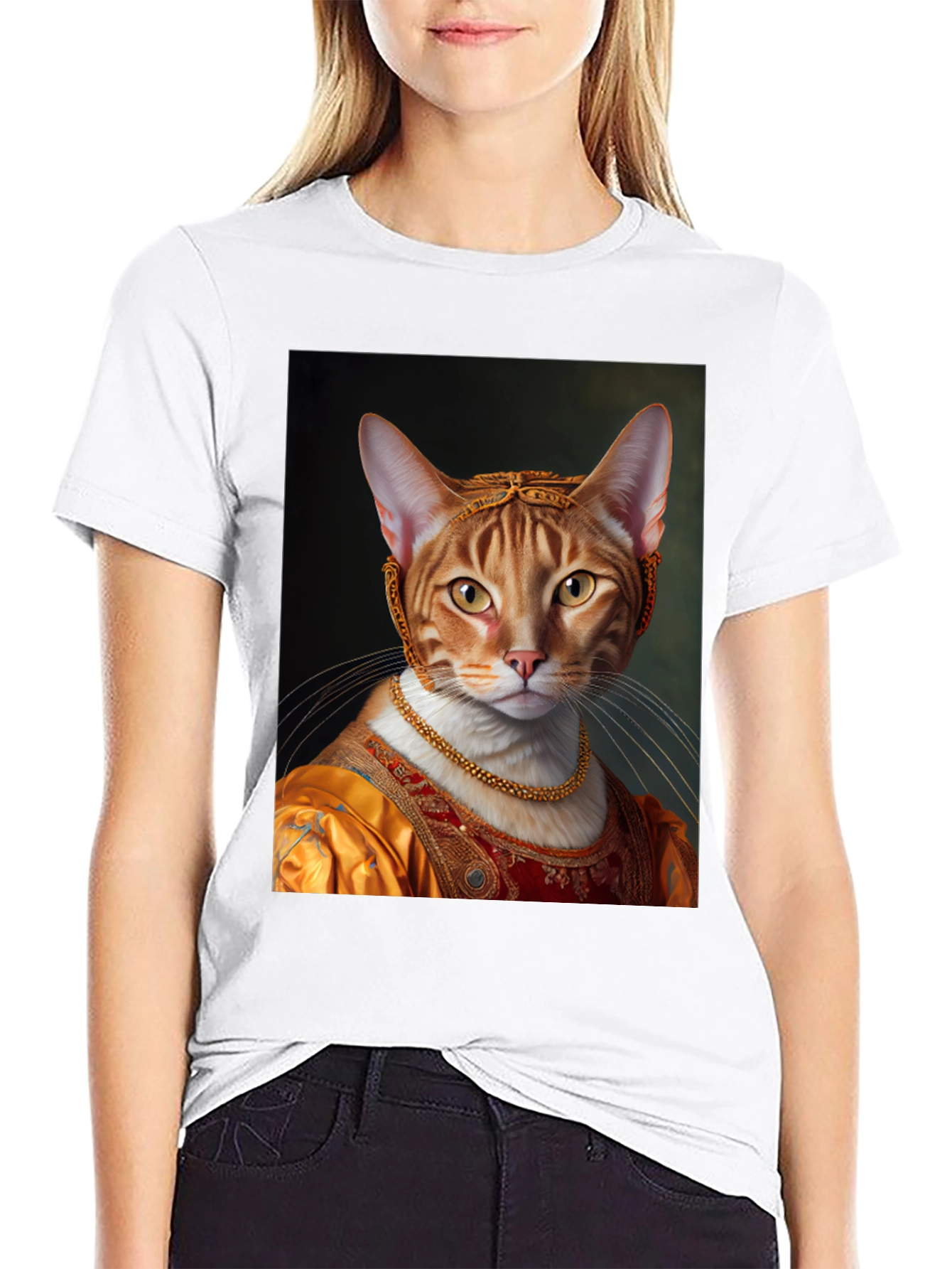 Renaissance Cat Portrait Graphic Tee