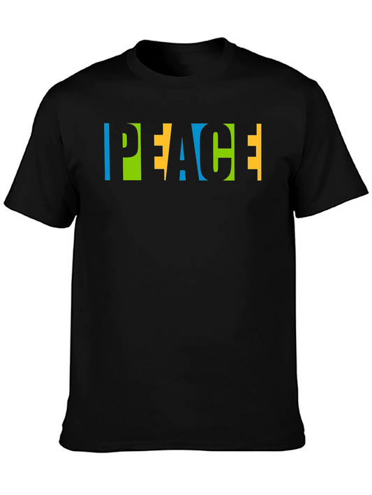 Peace Graphic Tee - Black Short Sleeve Crew Neck T-Shirt