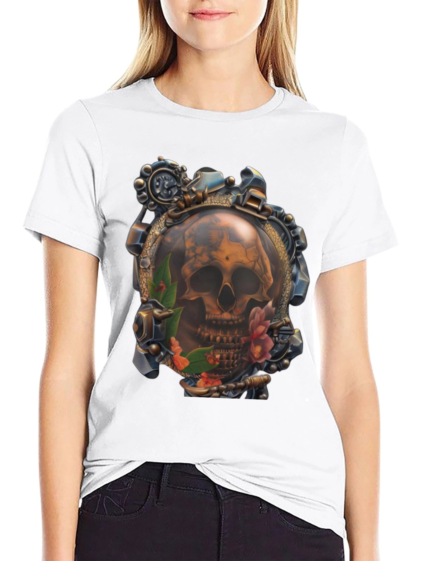 Steampunk Skull Graphic T-Shirt