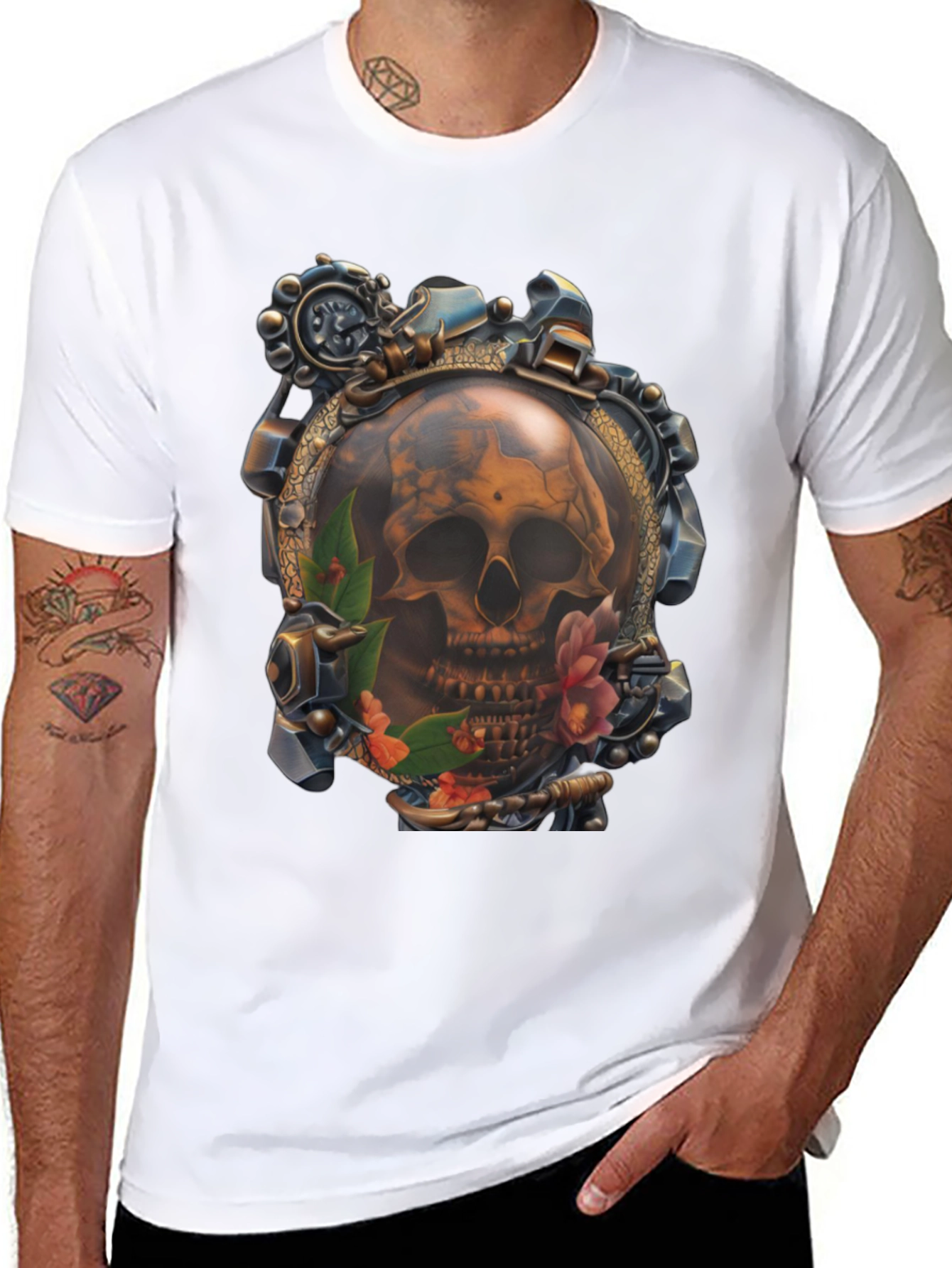 Steampunk Skull Graphic T-Shirt