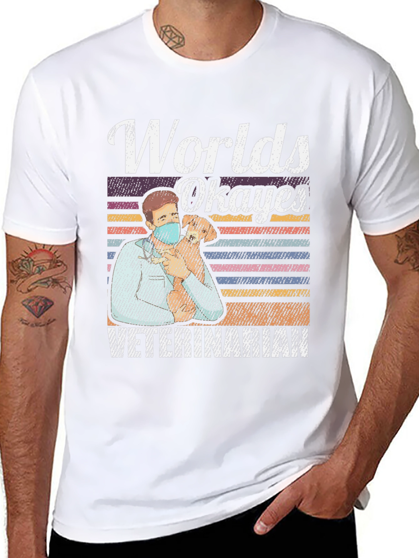 Worlds Okayest Veterinarian Tee - Funny Vet Gift