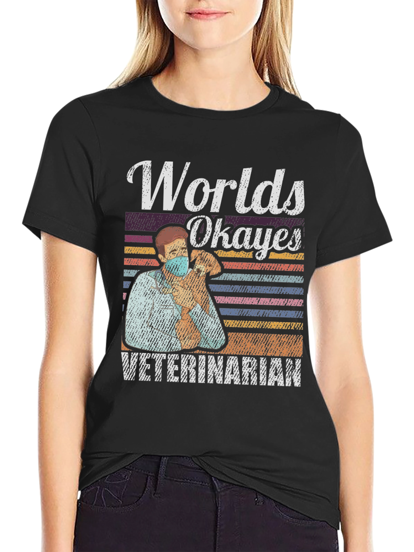 Worlds Okayest Veterinarian Tee - Funny Vet Gift
