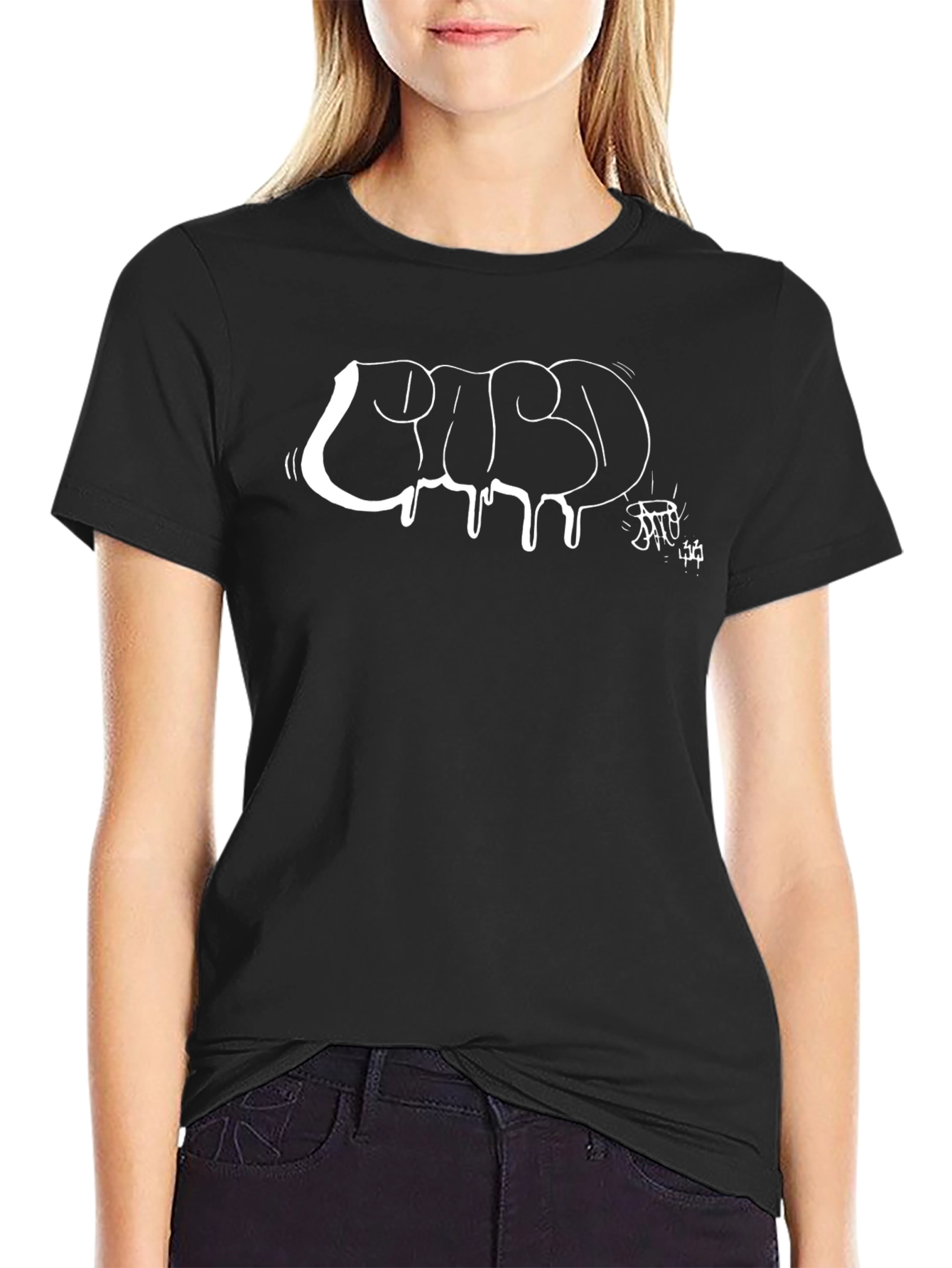Black T-Shirt with Abstract White Graphic