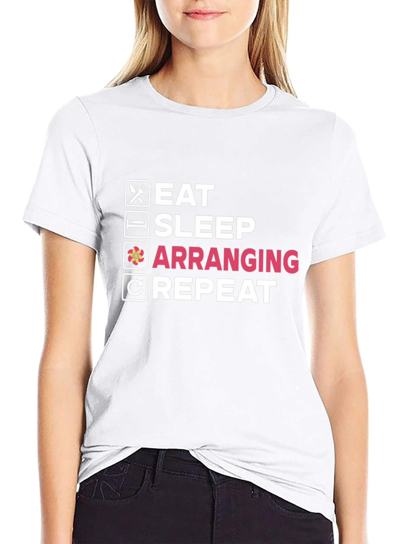 Eat Sleep Arranging Repeat Black T-Shirt