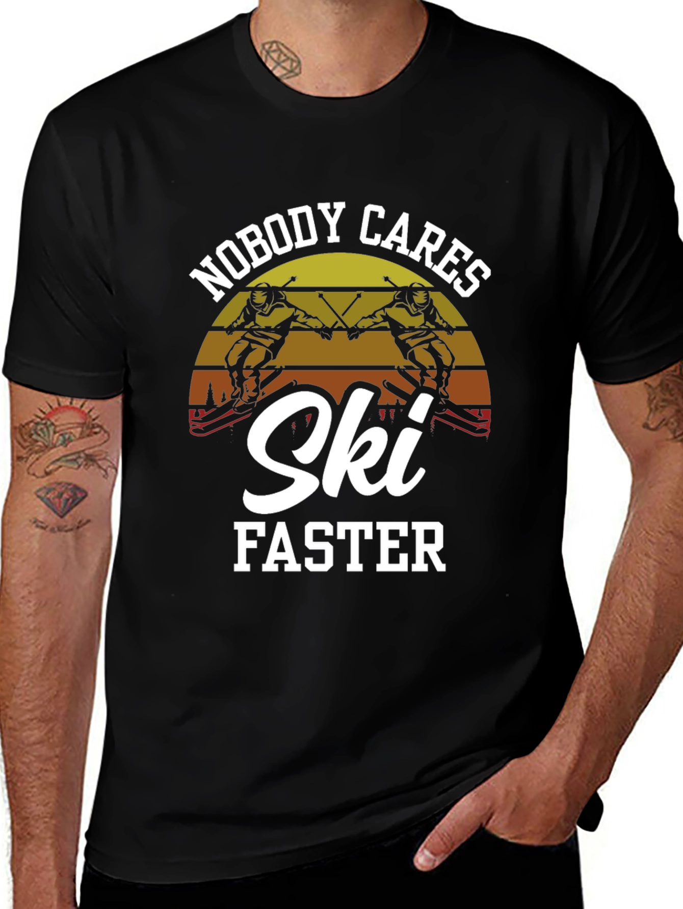 Nobody Cares Ski Faster Graphic Tee