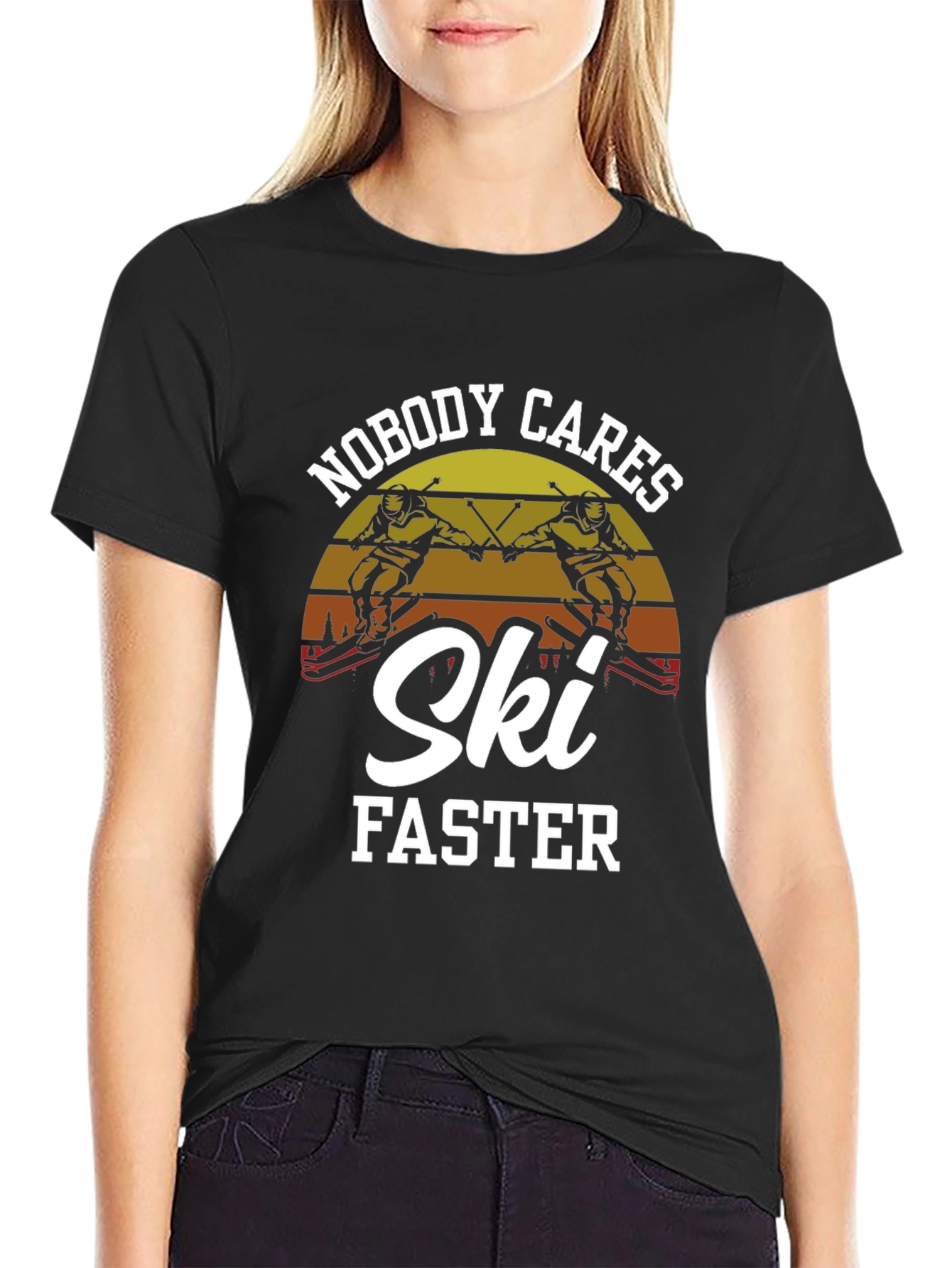 Nobody Cares Ski Faster Graphic Tee