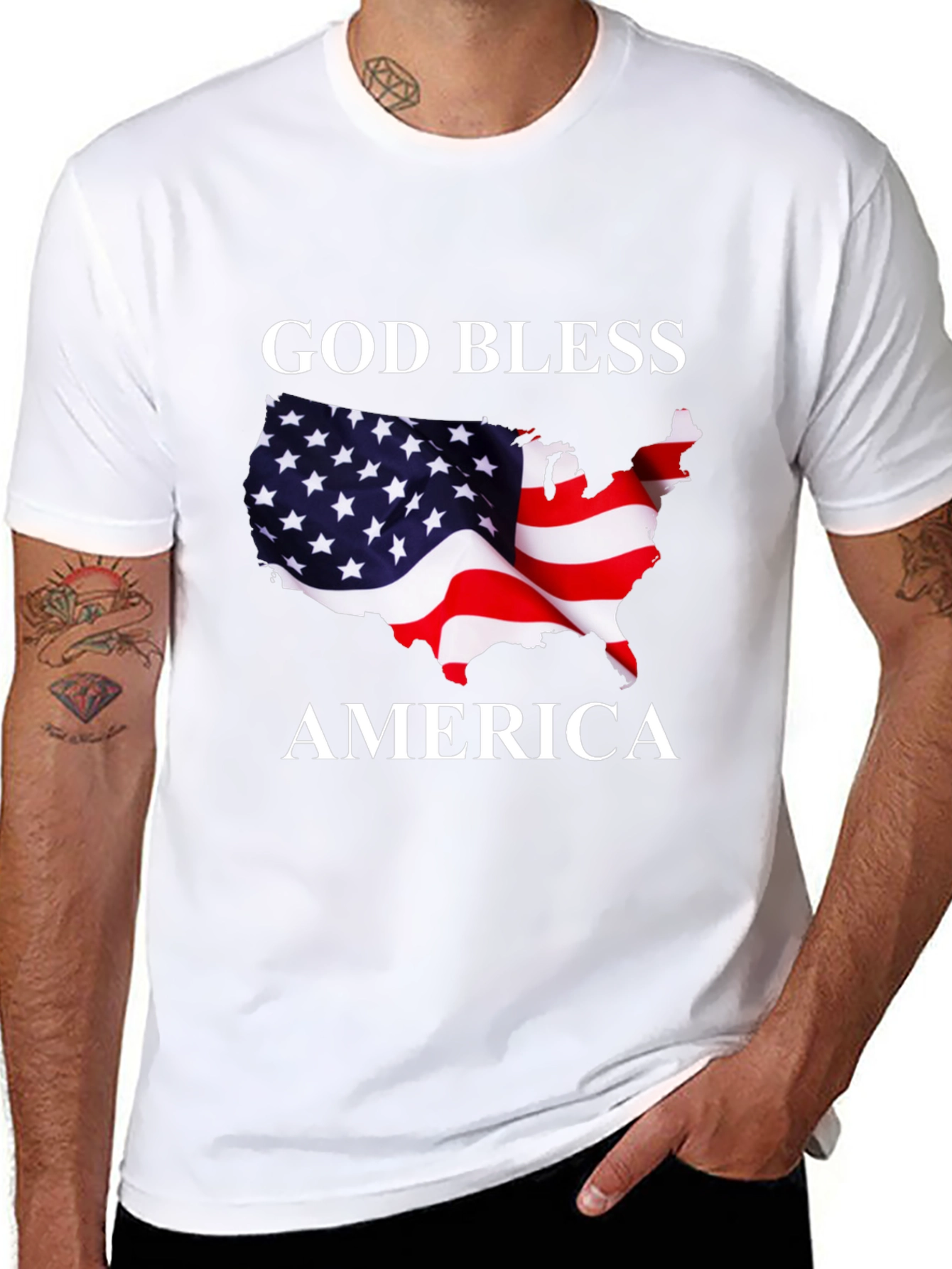 God Bless America Patriotic Graphic T-Shirt