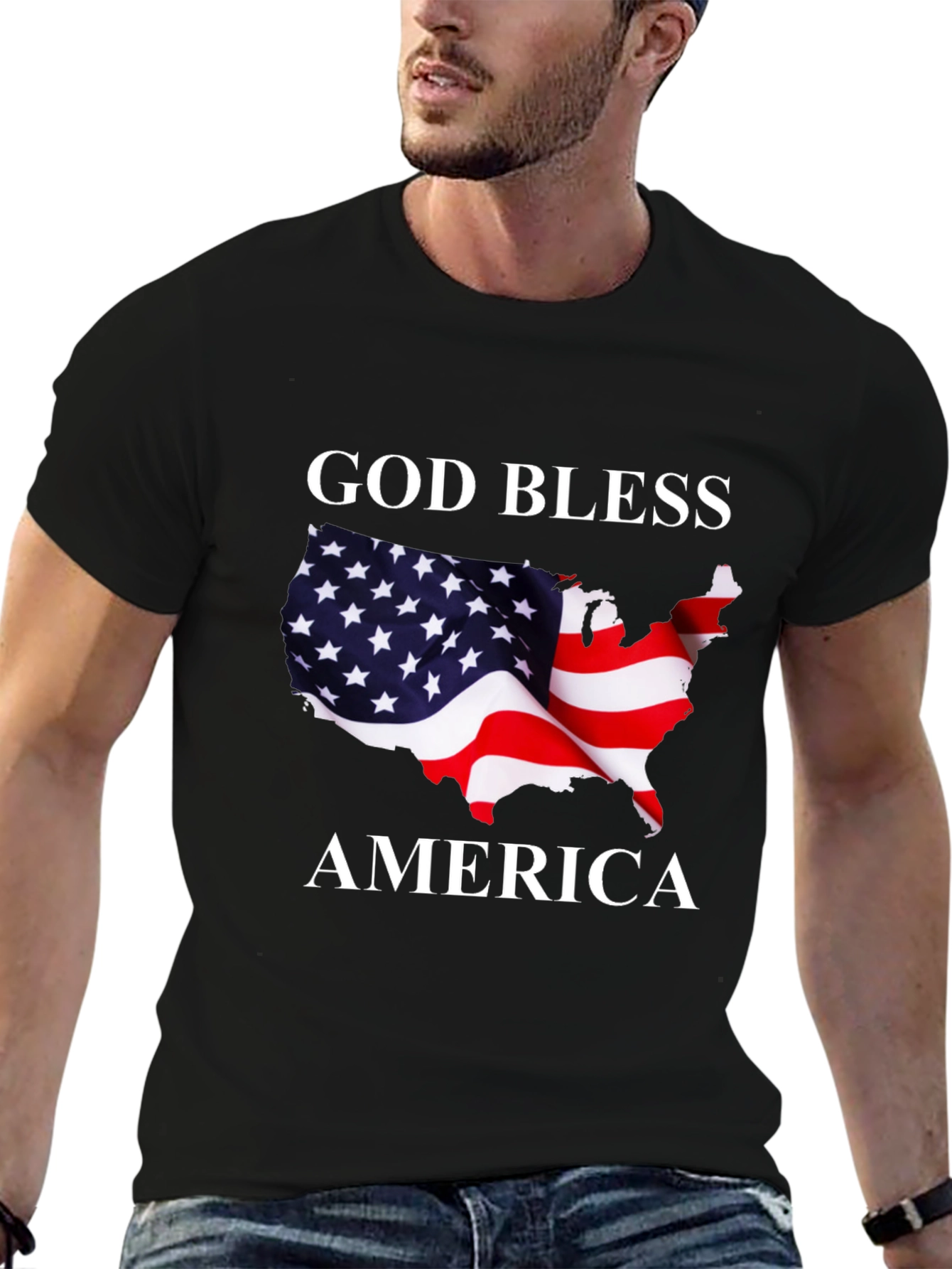 God Bless America Patriotic Graphic T-Shirt